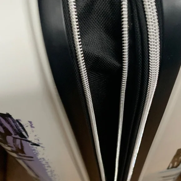 White Hard-Shell Emily in Paris Carry-On with Paris Sketch & Lavender Accents - Picture 13 of 16